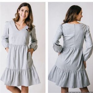 Hope and Henry Tiered flannel dress Light Gray Size 12
